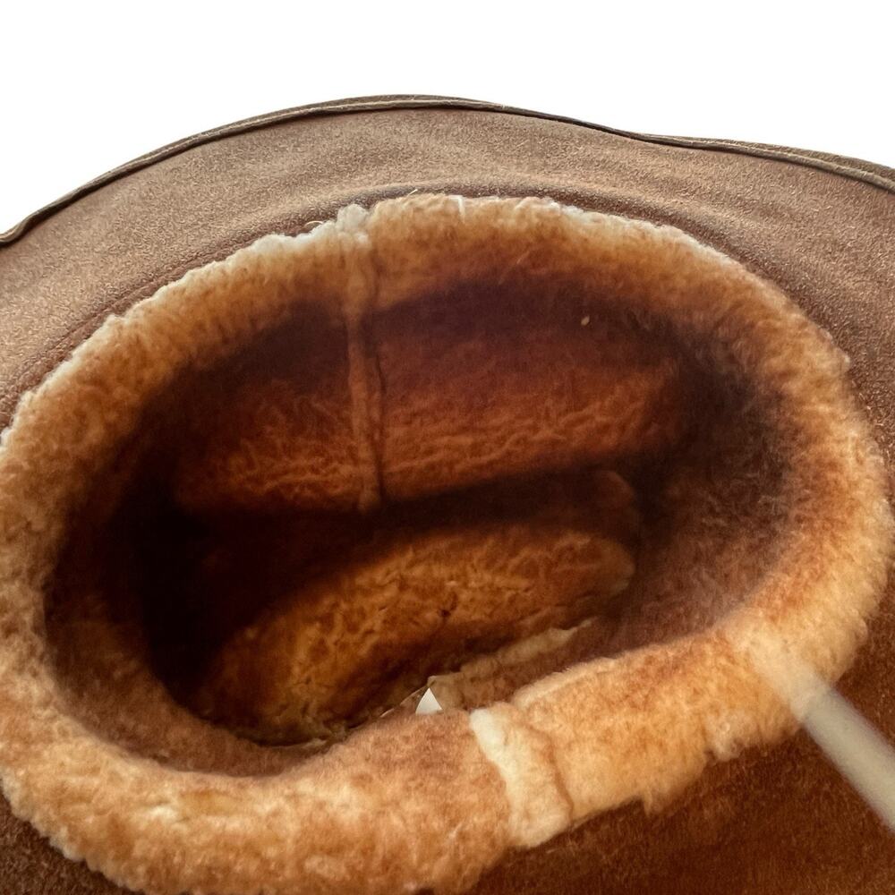 Suede Shearling Rancher Cowboy Hat Men Size 7 1/8 Made in USA Vintage Western - Picture 11 of 15
